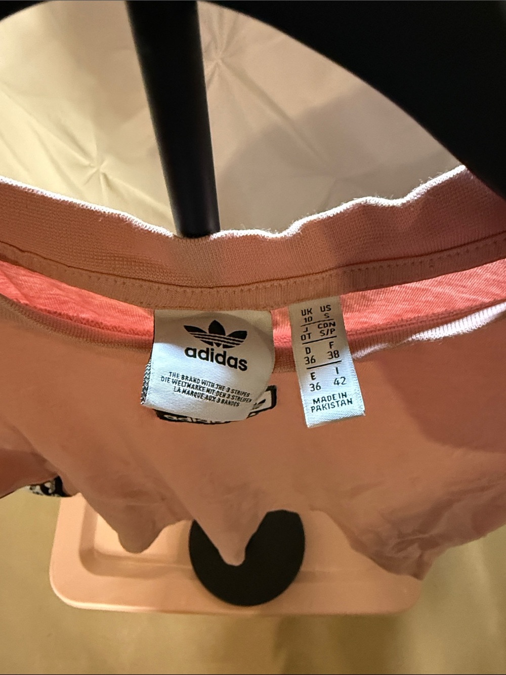 adidas Light Pink Cropped Tee with Trefoil Tag - Picture 2 of 3